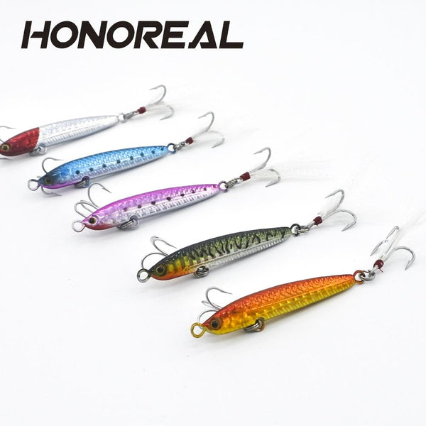 HONOREAL 14g 20g New Metal Jigging Fishing Lure Lead Fish with VMC Hook