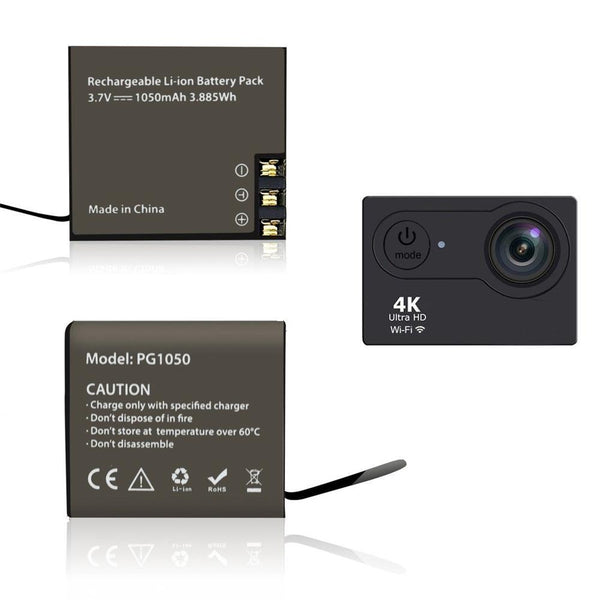Dual Charger Dock with 2pcs 1050mAh Batteries for 4K Action Camera