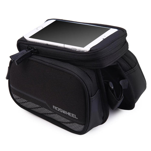 ROSWHEEL 5.5 inch Touch Screen Bicycle Front Tube Phone Bag Holder Double Pouch