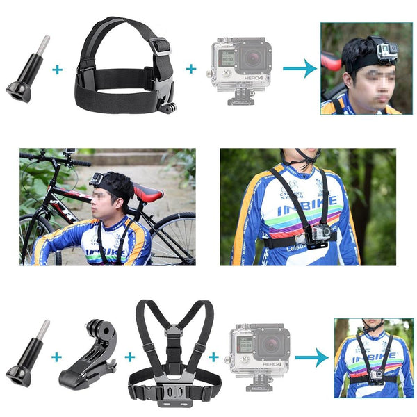 Accessories Kit for GoPro 6 Hero 5 Session 4 Silver 3 Black Sports Camera Set
