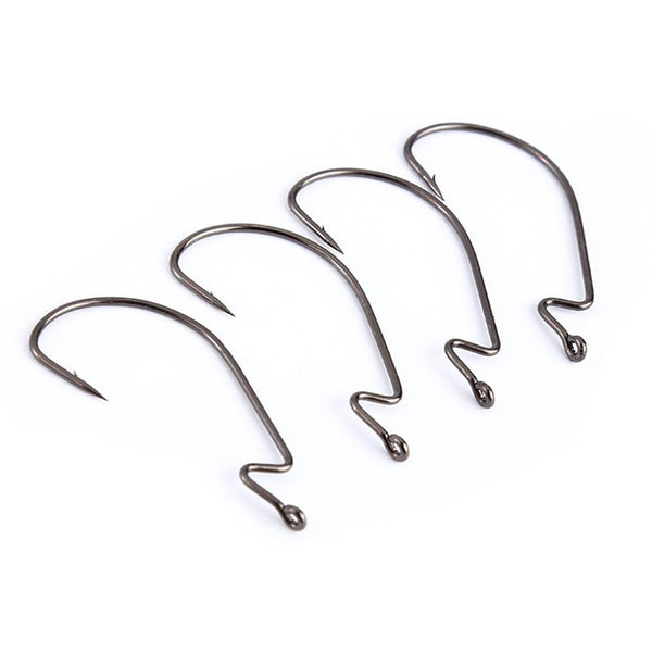 100 PCS High-carbon Steel Worm Offset Hook with Extra Wide Gap