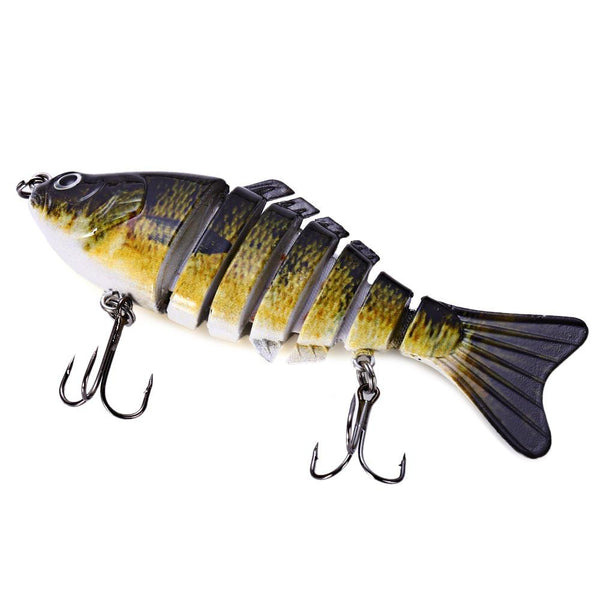 3D Eyes Lifelike Fishing Lure Swimbait with Treble Hooks 7 Jointed Sections