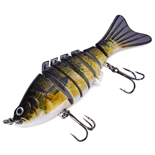 3D Eyes Lifelike Fishing Lure Swimbait with Treble Hooks 7 Jointed Sections