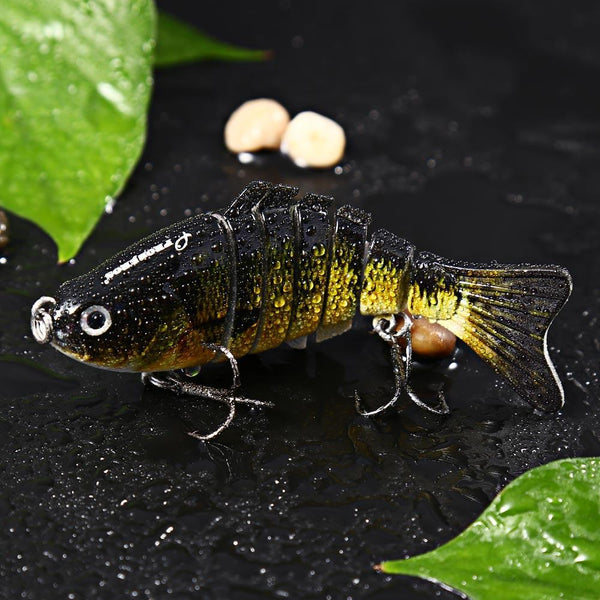 3D Eyes Lifelike Fishing Lure Swimbait with Treble Hooks 7 Jointed Sections