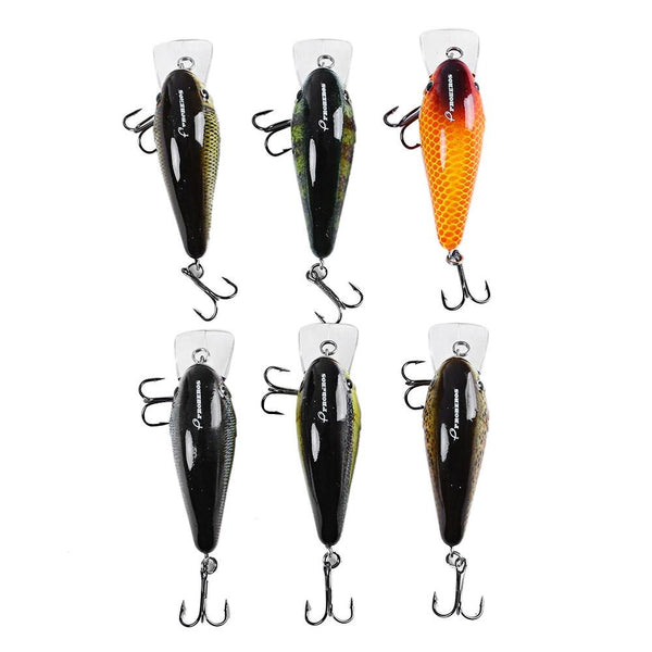 Proberos 6pcs 6 Color Fishing Crankbait Hook Lure Bait