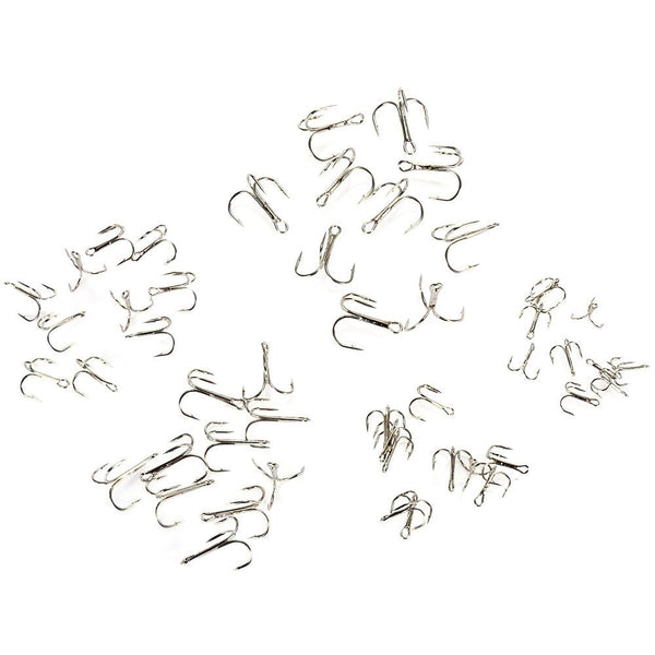 Proberos 50pcs Number 2 / 4 / 6 / 8 / 10 Fishing Treble Hook with Box