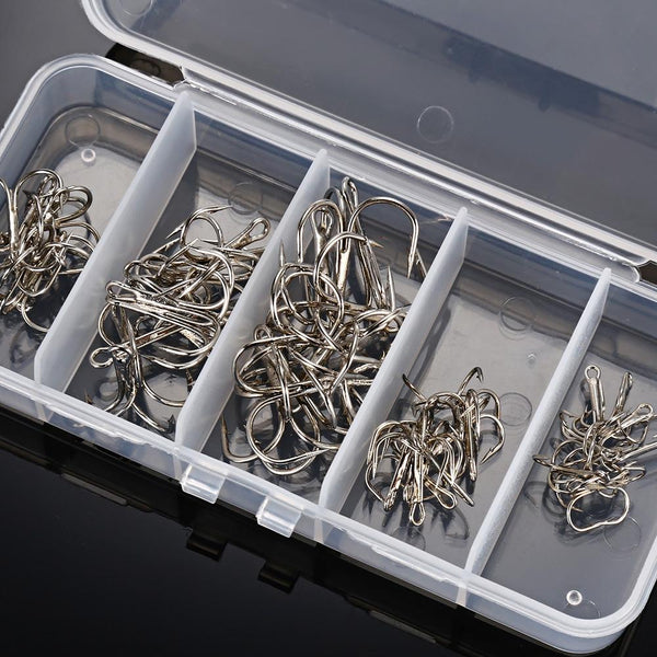 Proberos 50pcs Number 2 / 4 / 6 / 8 / 10 Fishing Treble Hook with Box