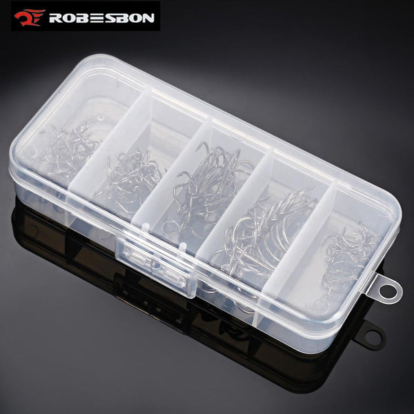 Proberos 50pcs Number 2 / 4 / 6 / 8 / 10 Fishing Treble Hook with Box
