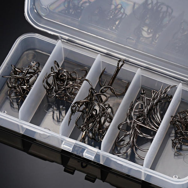 Proberos 50pcs Number 2 / 4 / 6 / 8 / 10 Fishing Treble Hook with Box