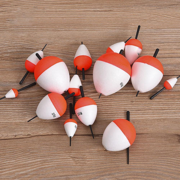 LEO 14pcs / Set Fishing Bobber with Stick Polystyrene Fish Float