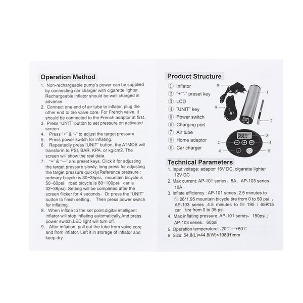 Bike Car 150 PSI Rechargeable Tire Pressure Electric Air Inflator