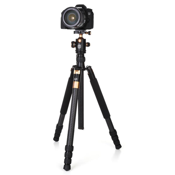 QZSD Q968C 1.75m Carbon Fiber 4 Section Camera Tripod Unipod