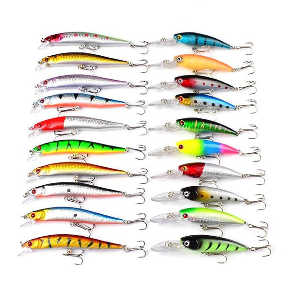 Pro Beros DWS251 ABS Plastic Classic Fishing Lures Minnow Hard Bait 20pcs Set
