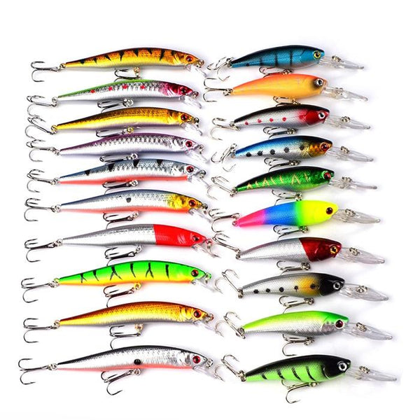 Pro Beros DWS251 ABS Plastic Classic Fishing Lures Minnow Hard Bait 20pcs Set