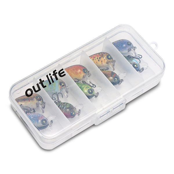 Outlife 10PCS DW1115 Fishing Lures Hard ABS Crank Baits with Hooks Box
