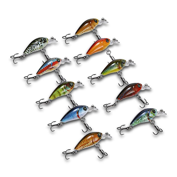 Outlife 10PCS DW1116 Fishing Lures Hard ABS Crank Baits with Hooks Box