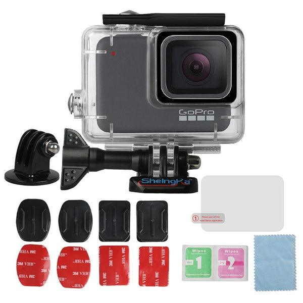 Sports Camera Waterproof Case Tempered Film Base Adapter Accessories Set for Gopro Hero 7