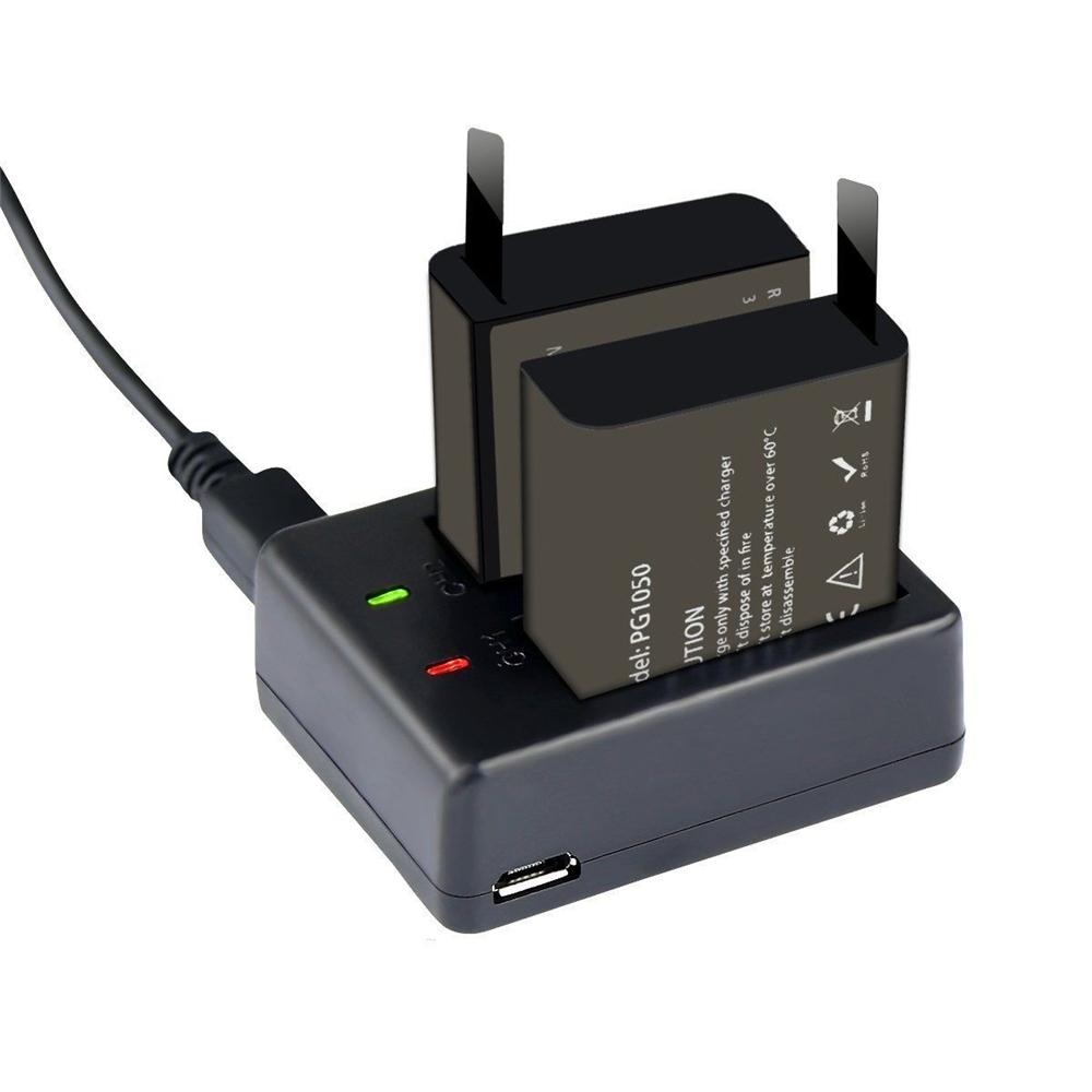 Dual Charger Dock with 2pcs 1050mAh Batteries for 4K Action Camera