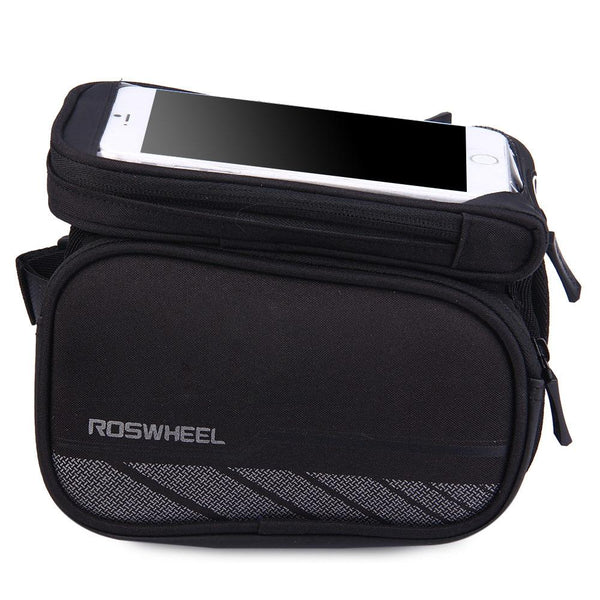 ROSWHEEL 5.5 inch Touch Screen Bicycle Front Tube Phone Bag Holder Double Pouch