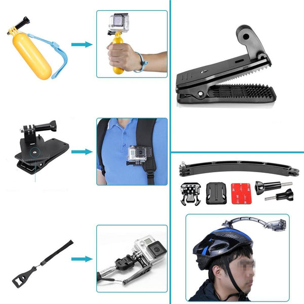 Accessories Kit for GoPro 6 Hero 5 Session 4 Silver 3 Black Sports Camera Set