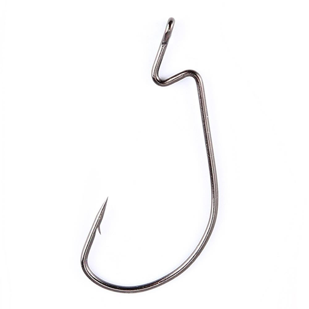 100 PCS High-carbon Steel Worm Offset Hook with Extra Wide Gap