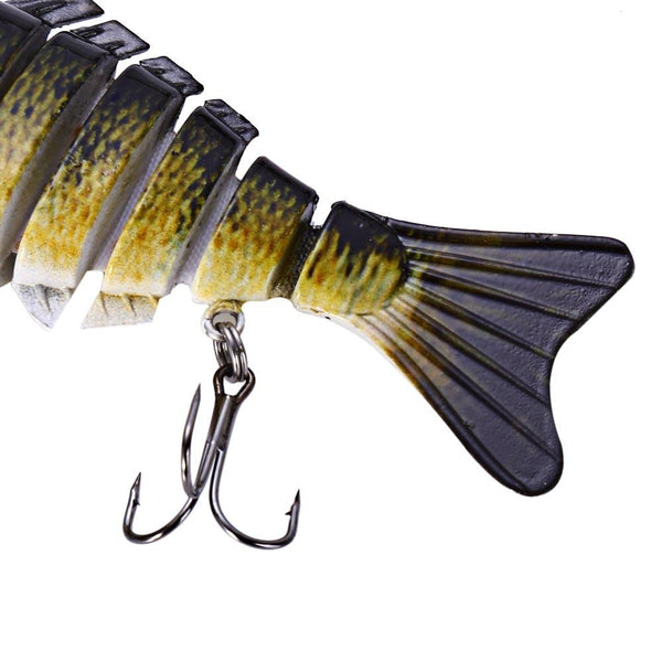 3D Eyes Lifelike Fishing Lure Swimbait with Treble Hooks 7 Jointed Sections