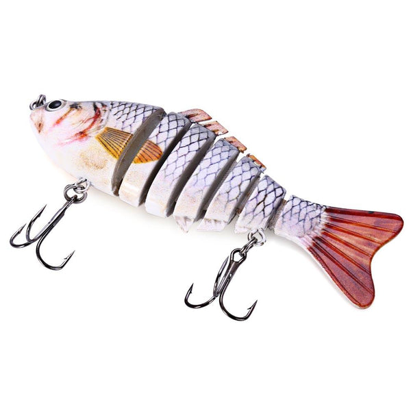 3D Eyes Lifelike Fishing Lure Swimbait with Treble Hooks 7 Jointed Sections