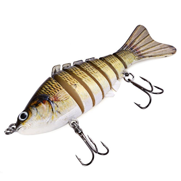 3D Eyes Lifelike Fishing Lure Swimbait with Treble Hooks 7 Jointed Sections