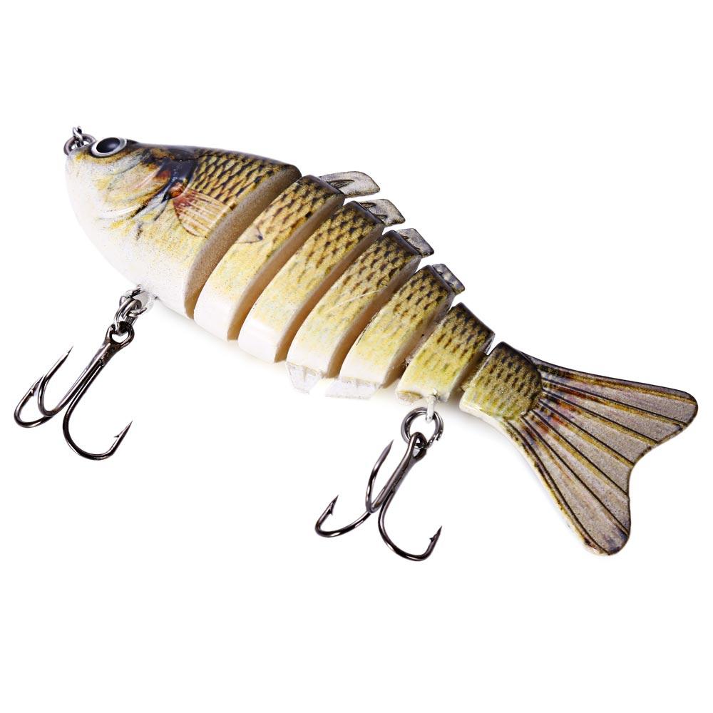3D Eyes Lifelike Fishing Lure Swimbait with Treble Hooks 7 Jointed Sections