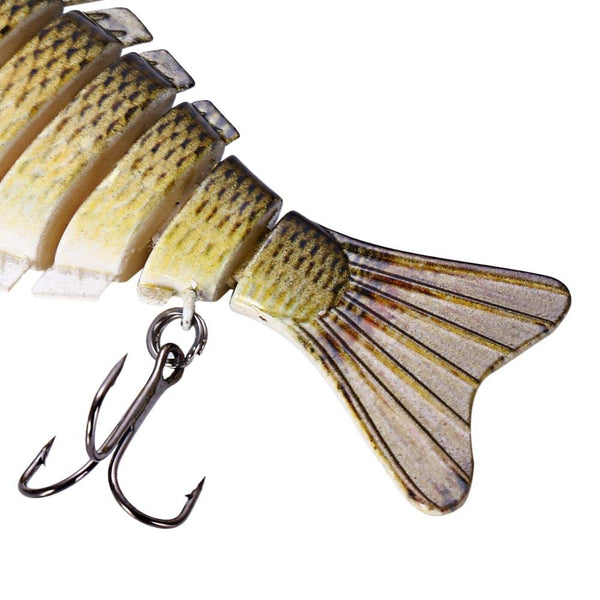 3D Eyes Lifelike Fishing Lure Swimbait with Treble Hooks 7 Jointed Sections