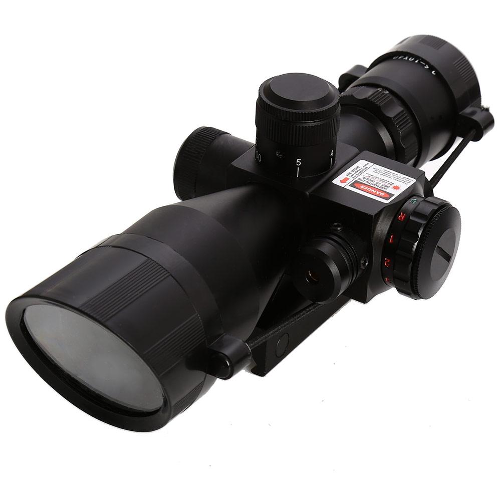 Beileshi 2.5 - 10 x 40 Tactical Riflescope with Red Laser Dual Illuminated Mil-dot W / Rail Mount