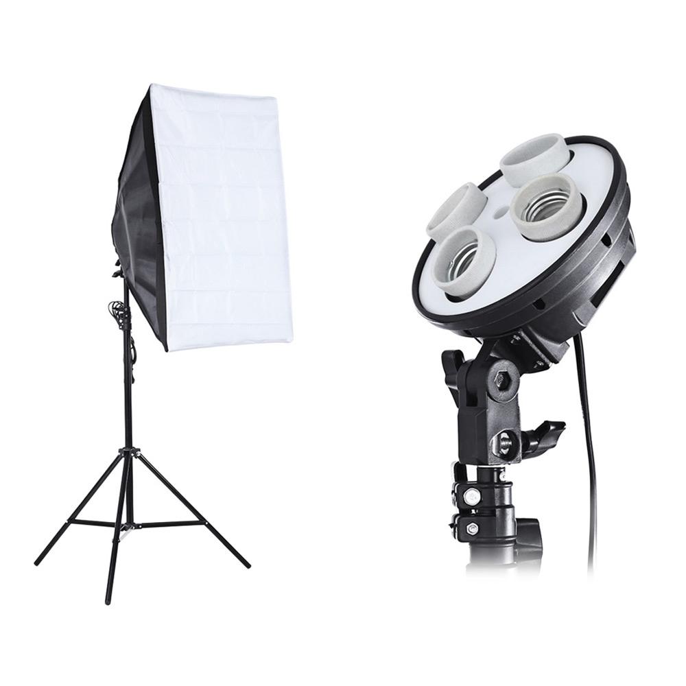 3-in-1 Photo Studio Kit 4 Lamp Holder 2m Light Stand 50 x 70cm Soft Box
