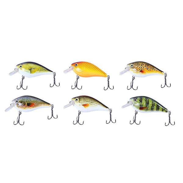Proberos 6pcs 6 Color Fishing Crankbait Hook Lure Bait