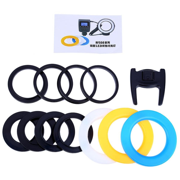 RF550 Macro LED Ring Flash with LCD Display Power Control for Canon Nikon DSLR Cameras
