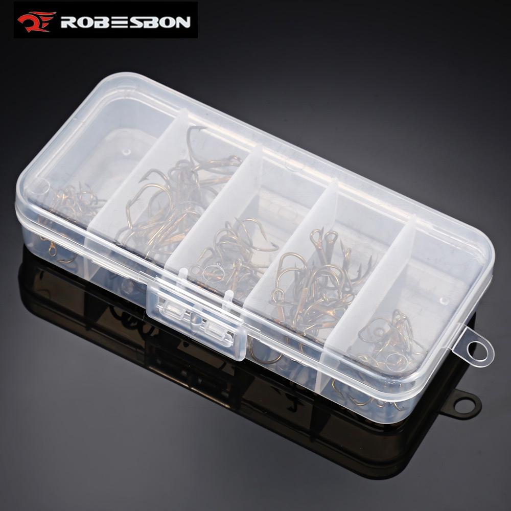 Proberos 50pcs Number 2 / 4 / 6 / 8 / 10 Fishing Treble Hook with Box
