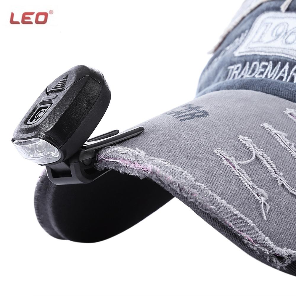 LEO Fishing Camping Mechanical Work 3 LEDs 360 Degree Rotating Cap Lamp