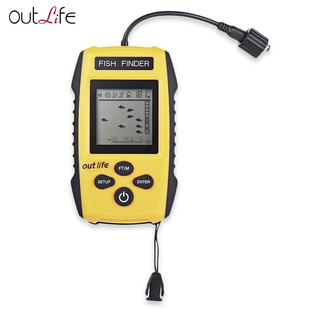 Outlife 0.7 - 100M 200KHz Fish Finder Sonar Alarm Transducer