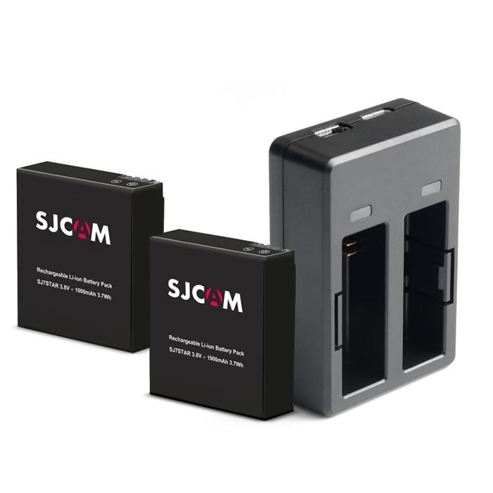 SJCAM Dual Slot Charging Dock with Double 1000mAh Back-up Batteries for SJ7 Star Action Camera