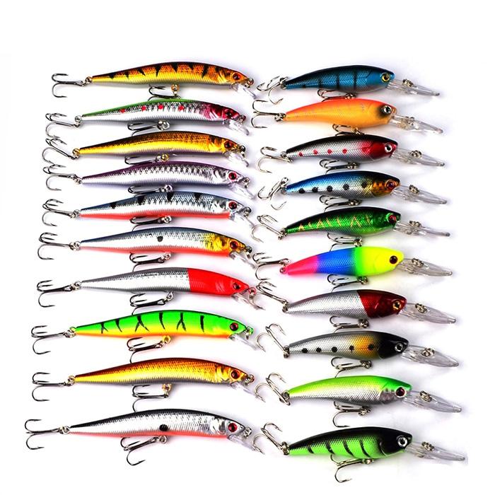 Pro Beros DWS251 ABS Plastic Classic Fishing Lures Minnow Hard Bait 20pcs Set