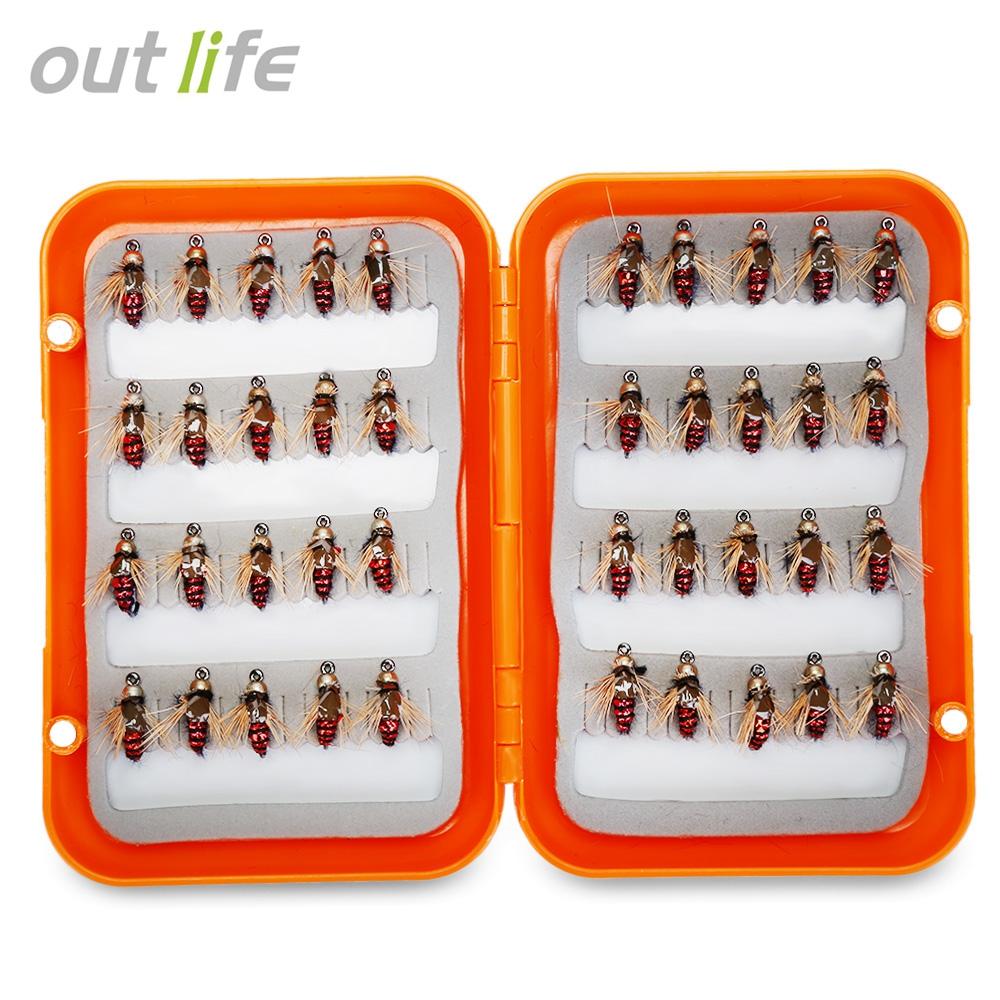 Outlife 40pcs / Box Bionic Insect Fly Shape Fishhook