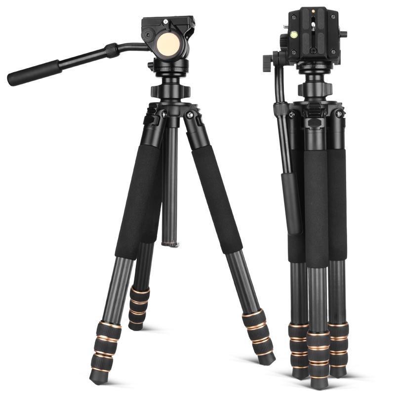 QZSD Q640C Professional Tripod with Fluid Head Carbon Fiber