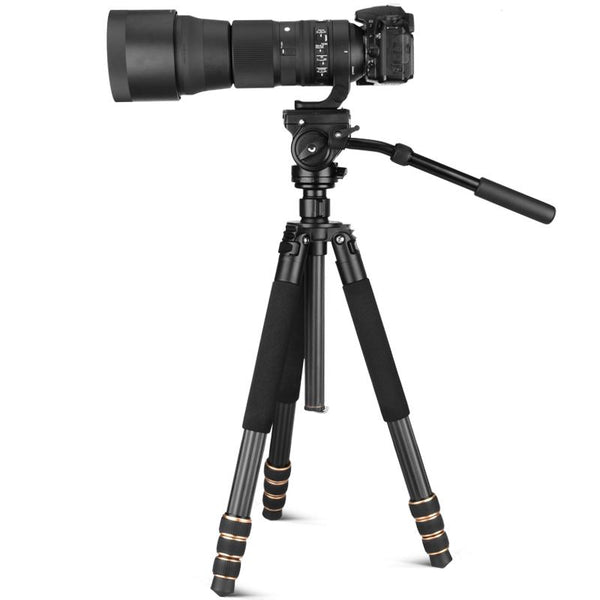 QZSD Q640C Professional Tripod with Fluid Head Carbon Fiber