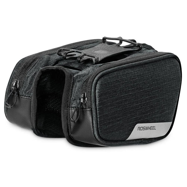 ROSWHEEL 121461 Bicycle Top Tube Pannier Bike Frame Bag with Phone Mount Holder