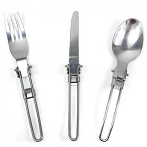 Camping Folding Stainless Steel Tableware including Knife / Fork / Spoon