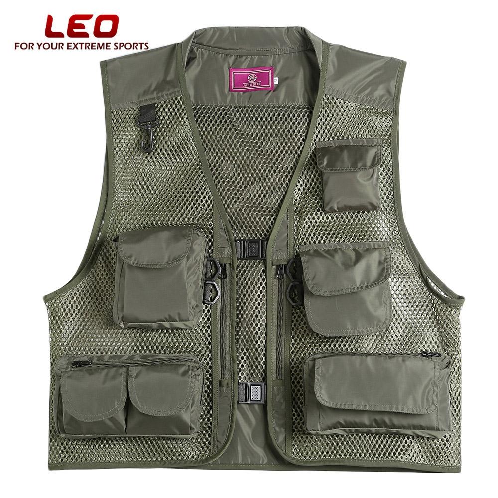 LEO 27913 - GR Outdoor Fishing Hunting Mesh Vest with Multiple Pockets