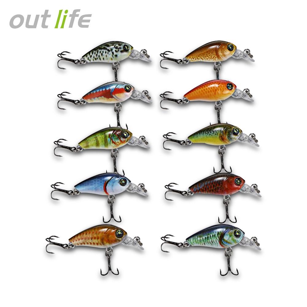 Outlife 10PCS DW1116 Fishing Lures Hard ABS Crank Baits with Hooks Box