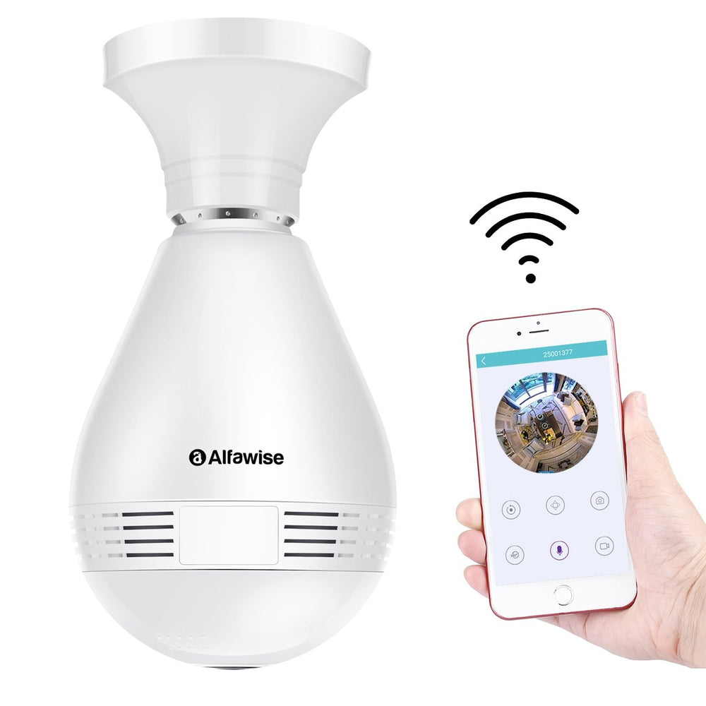 Alfawise JD - T8610 - Q2 360 Degree Wireless WiFi IP Camera LED Bulb Cam Home Security System