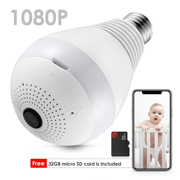 ZEEPIN 2AKWJ - FVRF3602 WiFi Light Bulb Camera HD Webcam with 32GB Memory Card