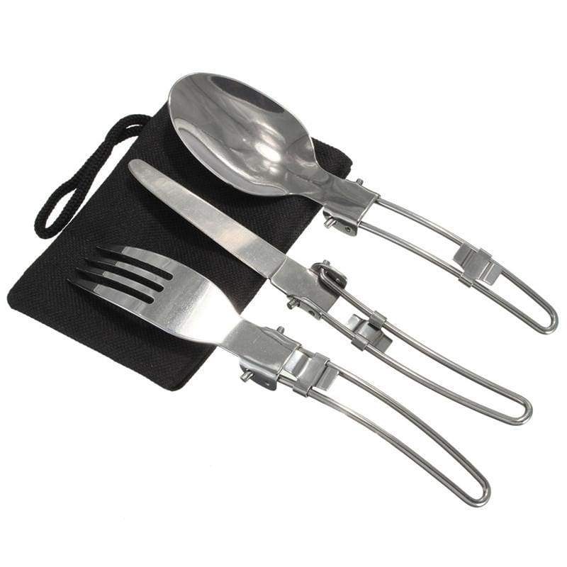 3 Pcs Portable Outdoor Camping Stainless Steel Cutlery