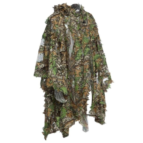 3D Camo Bionic Leaf Camouflage Jungle Hunting Ghillie Suit Set Woodland Sniper Birdwatching Poncho Manteau - Hunting Wear